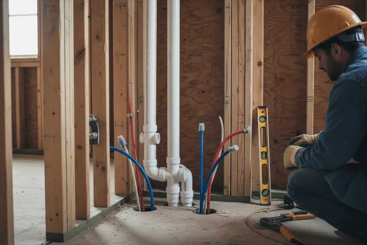 Drain and supply rough-in during Leak Detection in South Lyon