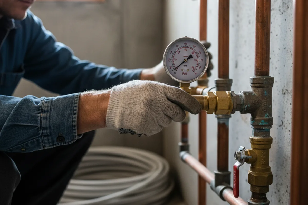 Pressure testing a repaired line during Water Line Repair in South Lyon